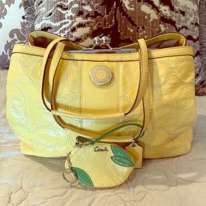 Coach Yellow Leather Purse with Lemon Coin Purse